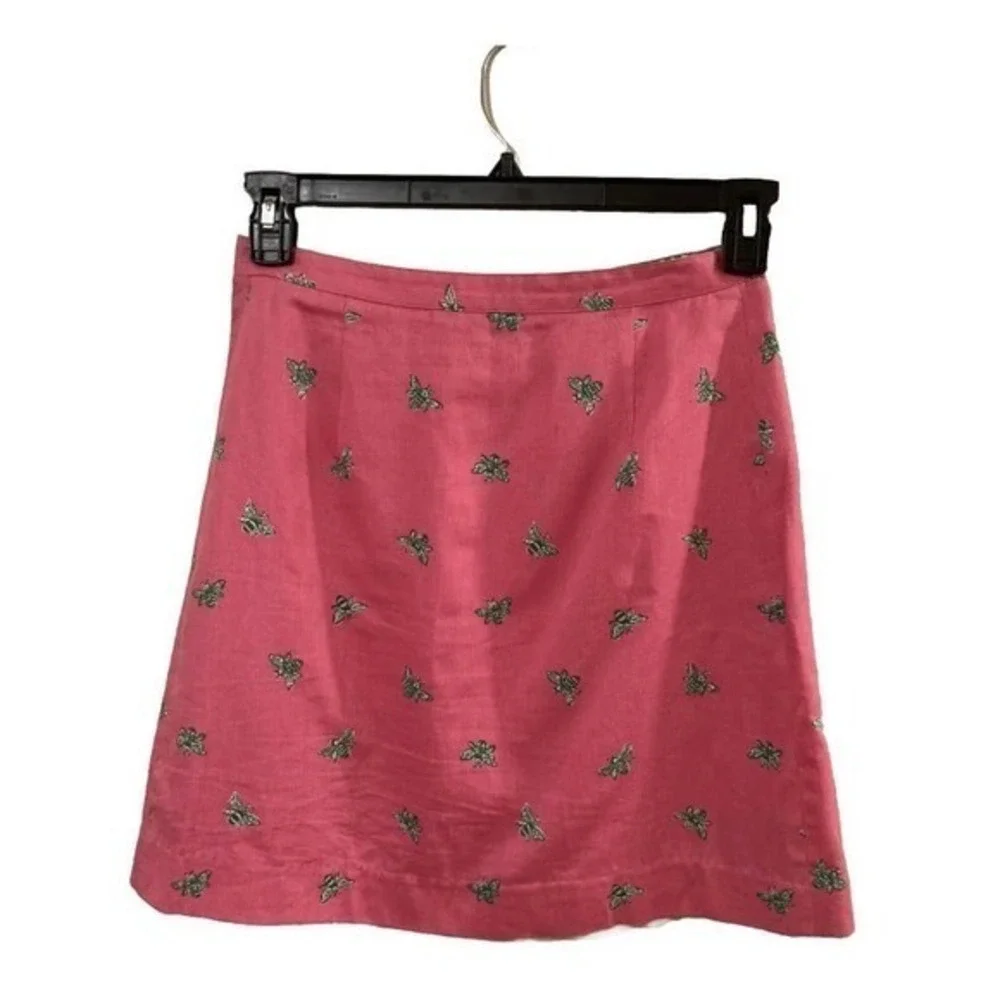 VTG Lilly Pulitzer Skirt Womens‎ Pink Bees Lined Short Size 4 White Label Barbie